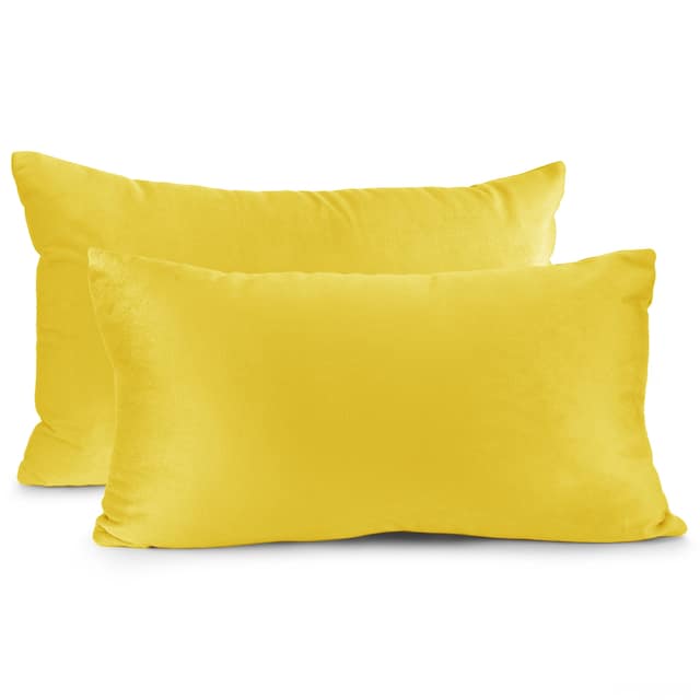 Porch & Den Cosner Microfiber Velvet Throw Pillow Covers (Set of 2) - 12" x 20" - Yellow
