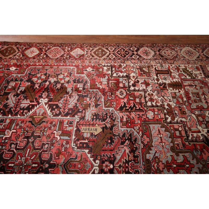Blue Heriz Vintage Persian Area Rug Handmade Wool Carpet - 9'3" x 12'10"
