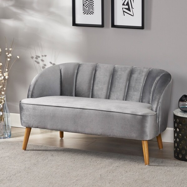Shell shaped Backrest Accent Sofa Velvet Loveseat Sofa Grey Bed Bath Beyond 41215481