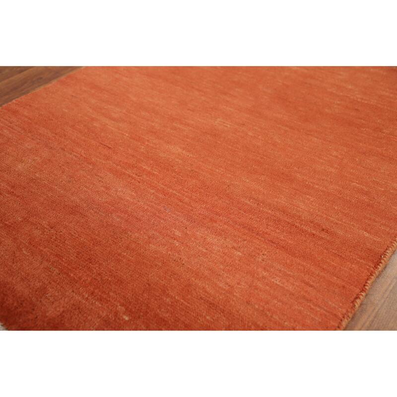 Gabbeh Oriental Foyer Rug Orange Handmade Wool Carpet - 2'7"x 4'1"