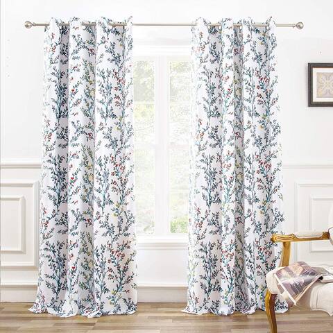 DriftAway Jasmine Watercolor Flower Curtain Panel