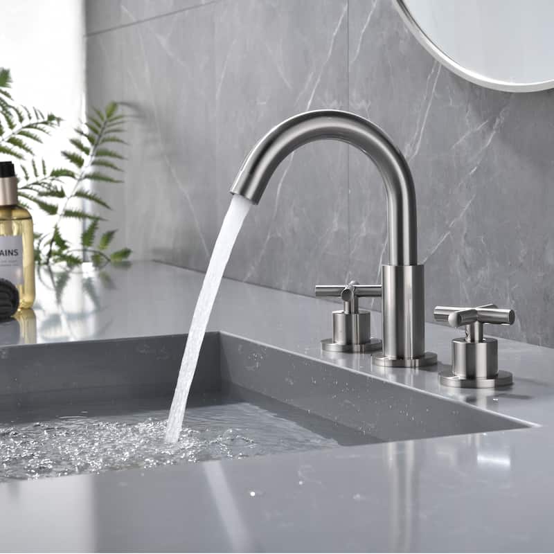 Modland 3-Hole Bathroom Faucet with 360-degree Swivel Spout & CEC Certified, Gold/Black/Nickel