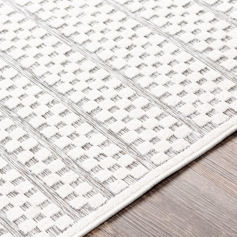 Livabliss Brennah Indoor/ Outdoor Checkered Stripe Area Rug