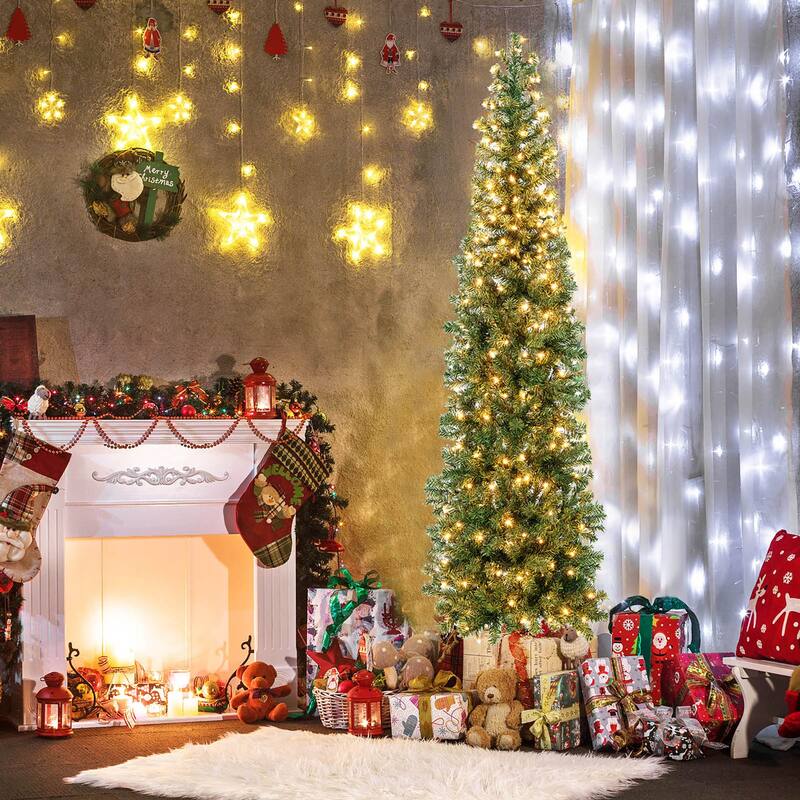 7FT Half Christmas Tree Holiday Decoration Tree with Lights