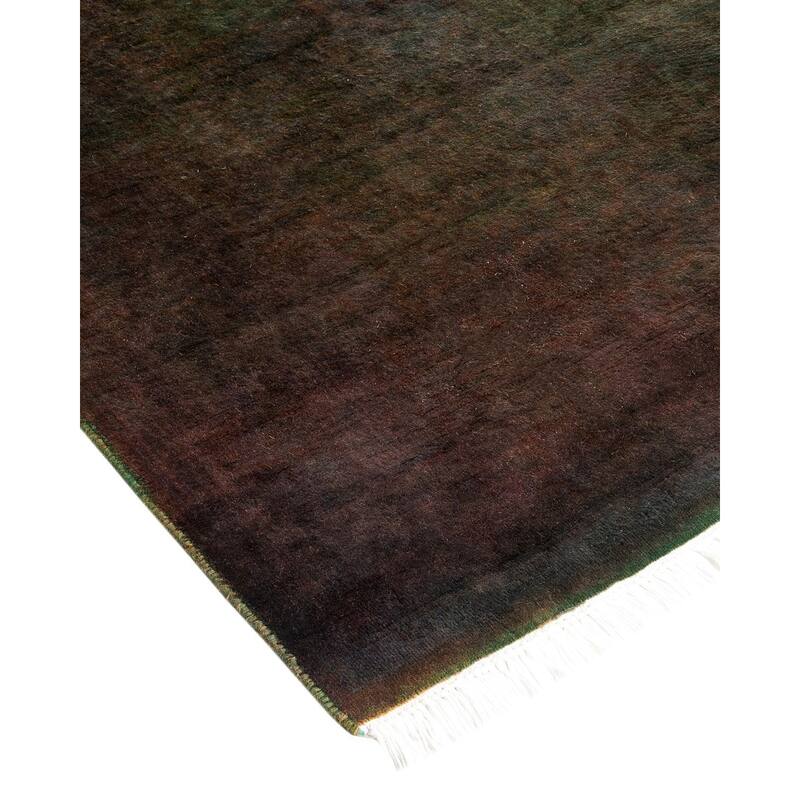 Overton Hand Knotted Wool Vintage Inspired Modern Contemporary Overdyed Black Runner Rug - 2' 6" x 10' 2"