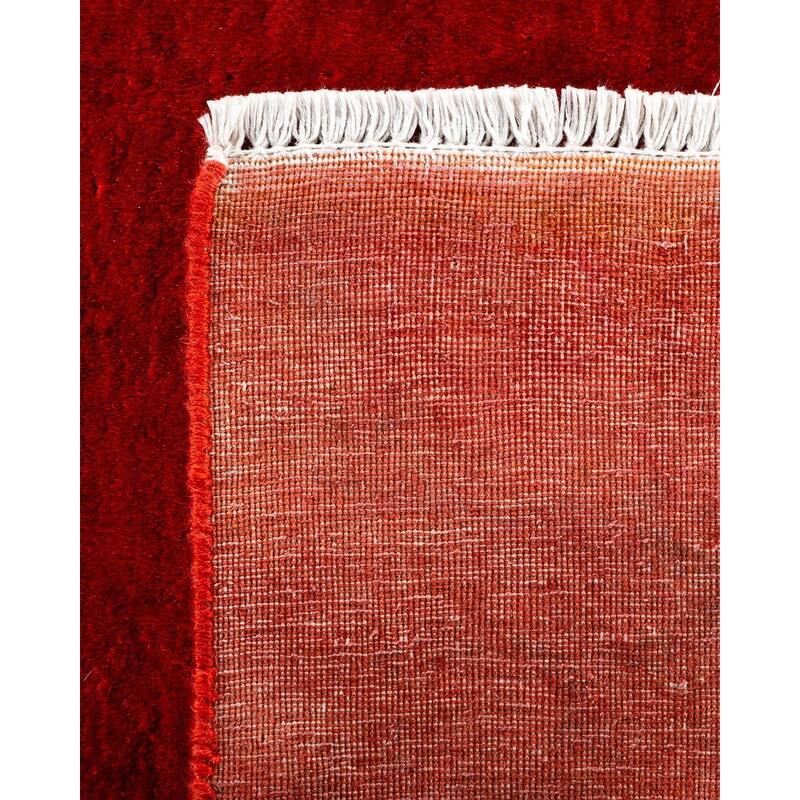 Overton Hand Knotted Wool Vintage Inspired Modern Contemporary Overdyed Red Area Rug - 12' 0" x 18' 9"