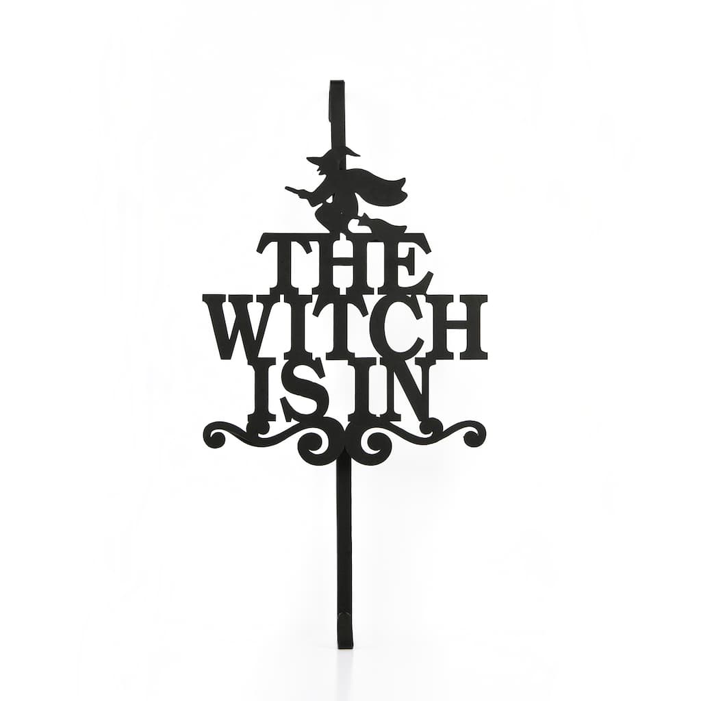 National Tree Company Halloween 'The Witch Is In' Metal Wreath Hanger, Black, 18 Inches - 18 in
