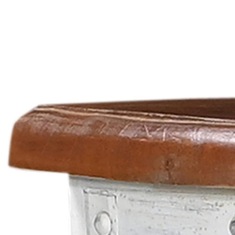 HomeRoots 69" White And Brown Solid Wood Carved Geometric Four Drawer Four Door Sideboard - 69.00 in. x 36.00 in. x 18.00 in.