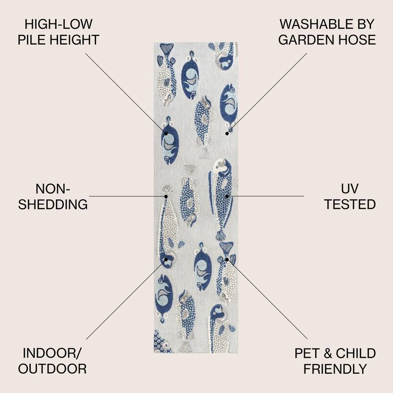 JONATHAN Y Aranciata Modern Fish High-Low Indoor/Outdoor Area Rug