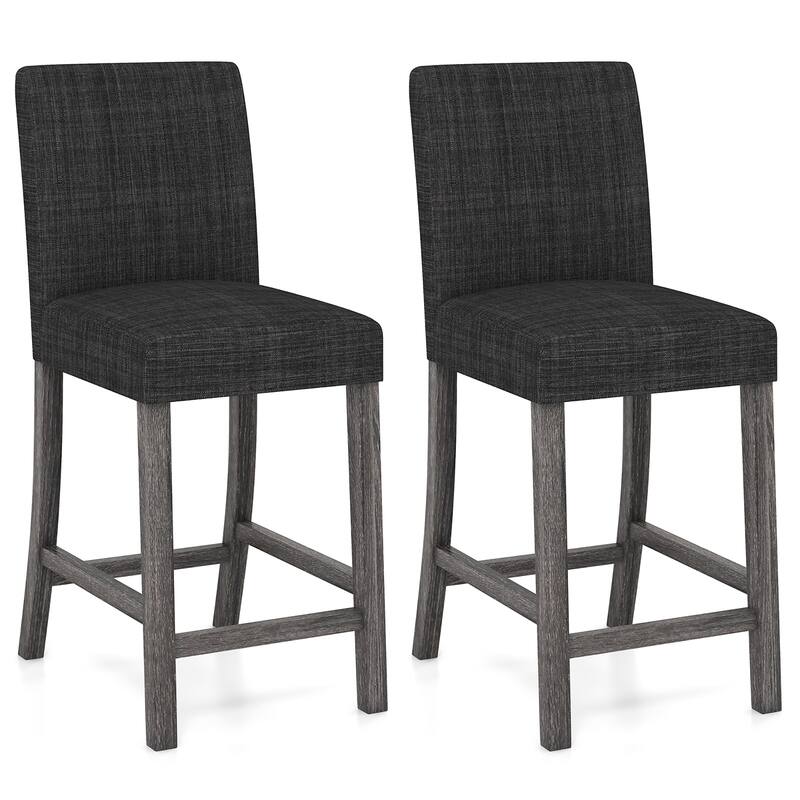 Gymax 2PCS 24.5'' Counter Height Bar Stools Modern Fabric Upholstered - Grey