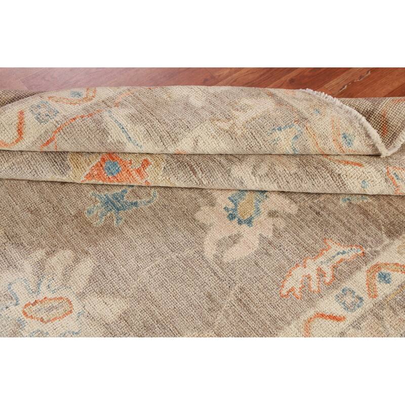 Hand Knotted Oriental 100% Wool Carpet Transitional All-Over Greys & Charcoal Oushak Area Rug - 8' 11'' X 5' 10''