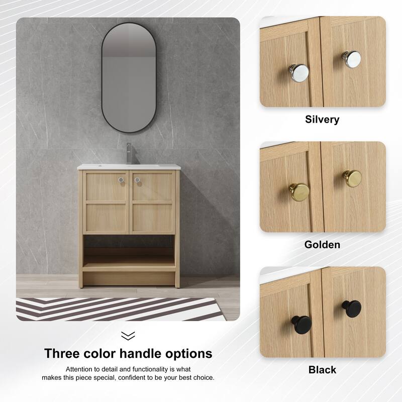 Beingnext 24"/30" Bathroom Vanity with Sink, Floating/Freestanding Bathroom Vanity with Soft Close Door