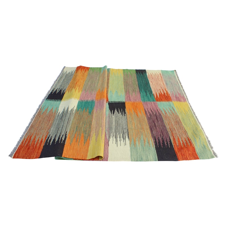 Modern Flatweave Milangel Ivory/Gold Rug - 5'8" x 8'5"