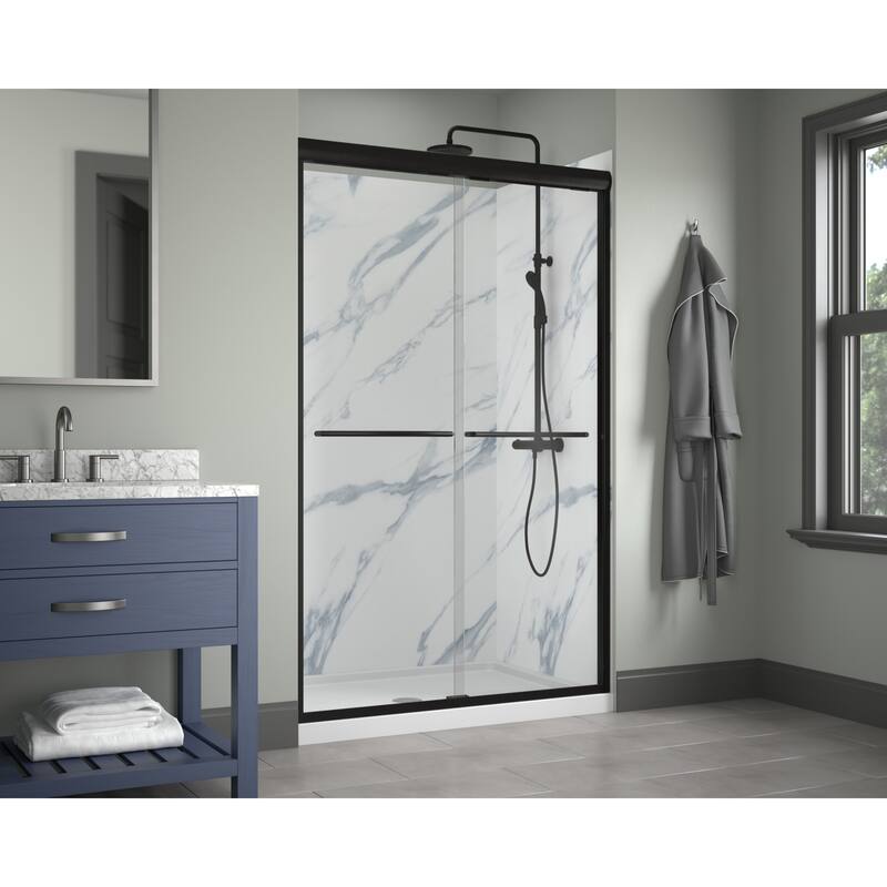 Miseno 72" High x 46-48" Wide Sliding Framed Shower Door with 1/4" - Matte Black