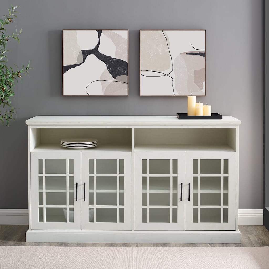 Walker Edison 58-inch Framed Glass 4-Door TV Stand