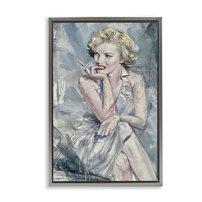 Stupell Elegant Marilyn Abstraction Framed Floater Canvas Wall Art Design By Lucille Lee - 21 x 31 - Grey