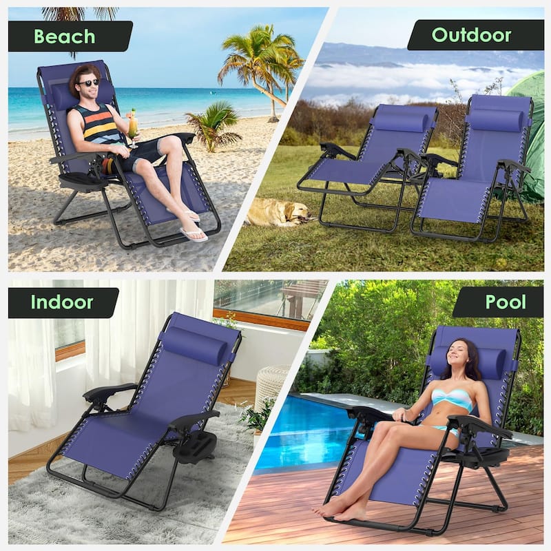 Zero Gravity Chairs Set of 2, Zero Gravity Lounge Chair, Reclining Patio Chairs Folding Recliner for Indoor and Outdoor