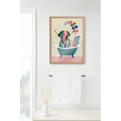 Kate and Laurel Blake MCM Cow Bathtub Printed Glass by Rachel Lee