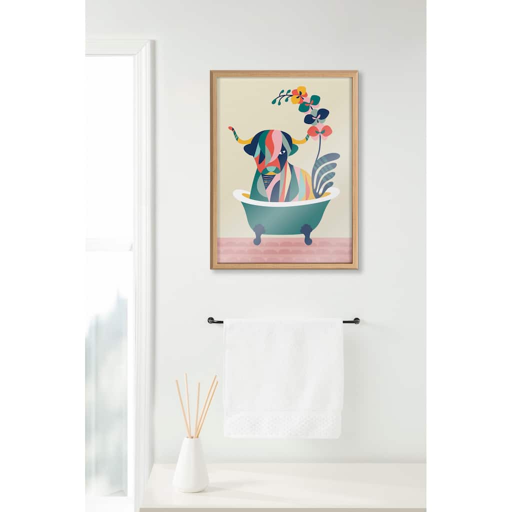 Kate and Laurel Blake MCM Cow Bathtub Printed Glass by Rachel Lee