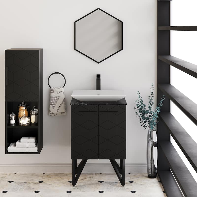Annecy 39" Vanity Mirror In Phantom Black - 22" x 1" 19.1"