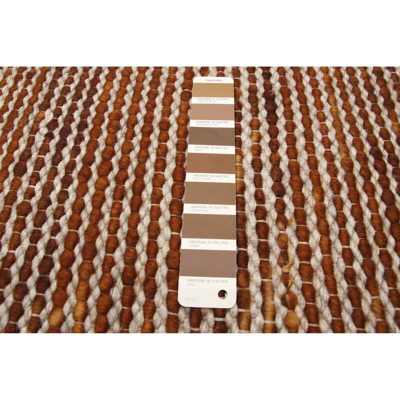 ECARPETGALLERY Braid weave Sienna Brown Wool Rug - 5'0 x 7'10
