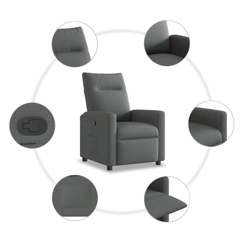 vidaXL Recliner Chair Dark Grey Fabric
