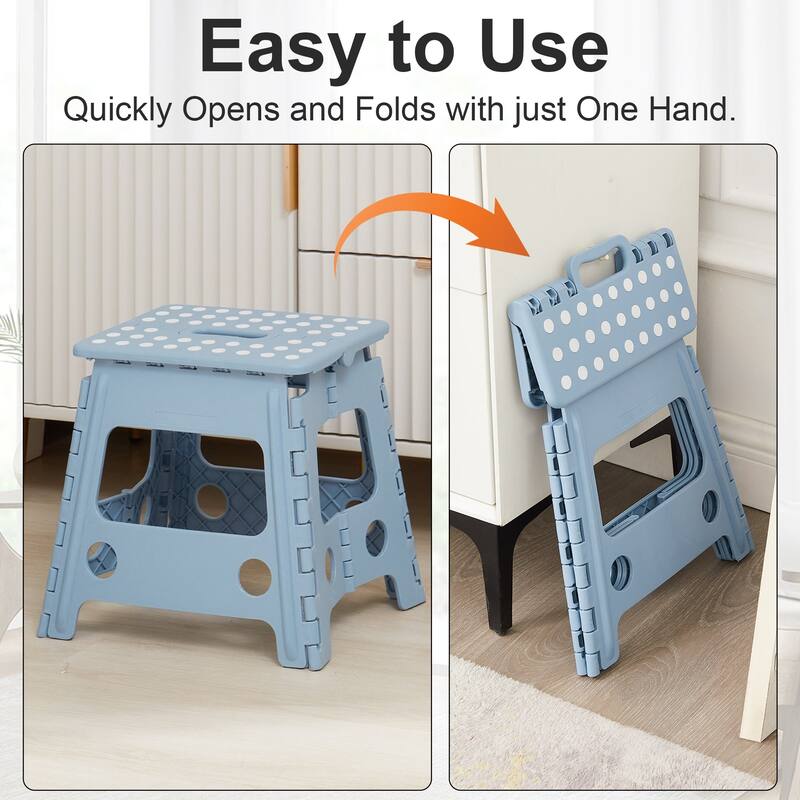 Javlergo 11/13 inch Folding Step Stool, Heavy Duty Plastic Foldable Step Stool for Kids and Adults