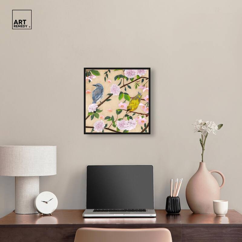 Birds Cuddle Canvas by Art Remedy