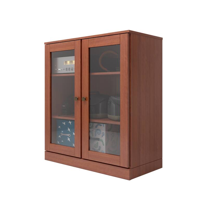 Palace Imports 100% Solid Wood TV Stand with Clear Glass Doors for TVs up to 32"