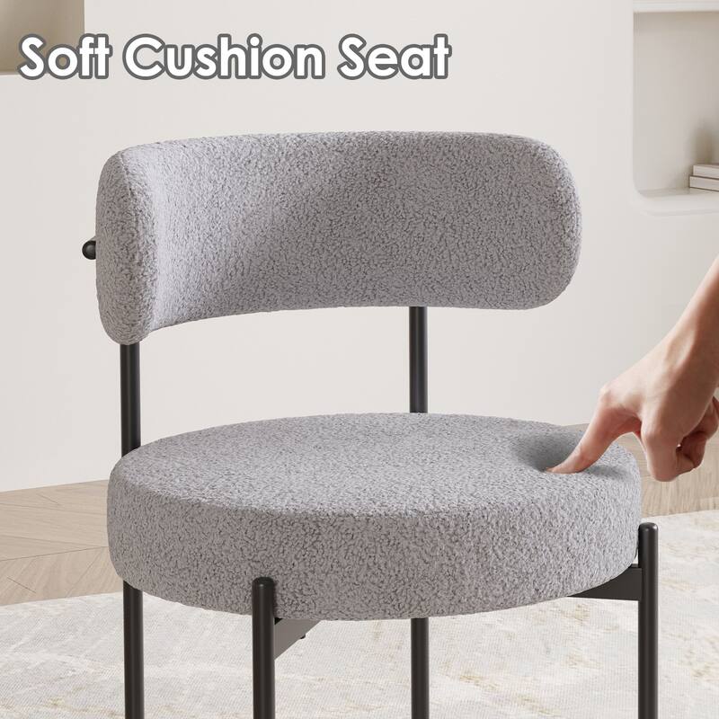 Dining Chairs Set of 4, Mid-Century Modern Kitchen Chair Curved Backrest Round Upholstered Dining Chairs with Metal Legs