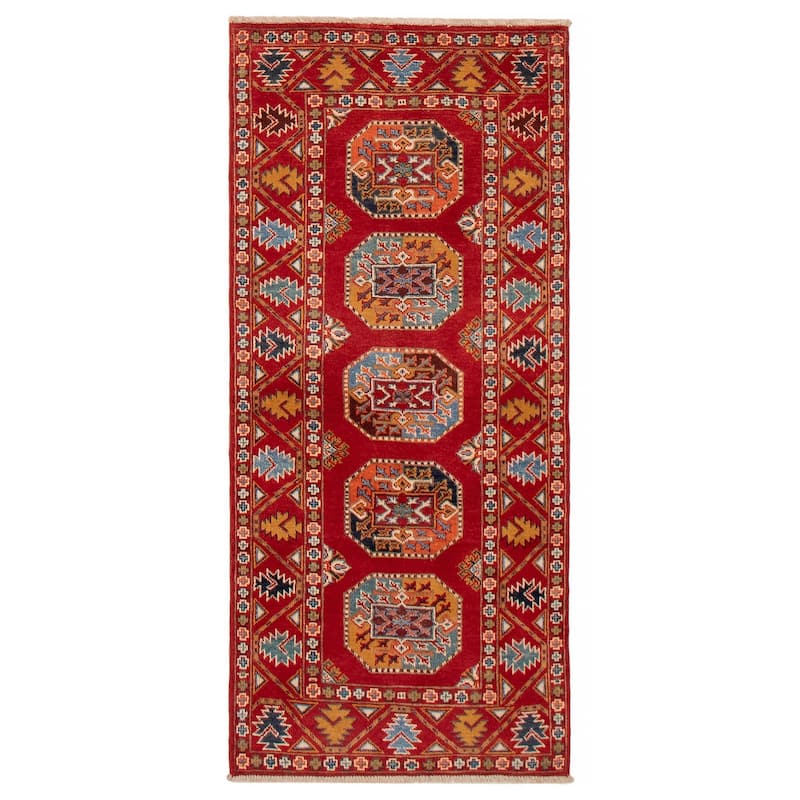 ECARPETGALLERY Hand-knotted Uzbek Ghazni Red Wool Rug - 2'7 x 5'11 - Red - 2'7 x 5'11