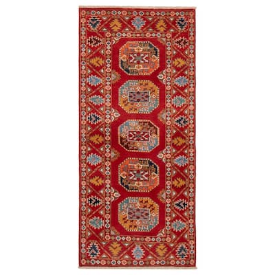 ECARPETGALLERY Hand-knotted Uzbek Ghazni Red Wool Rug - 2'7 x 5'11
