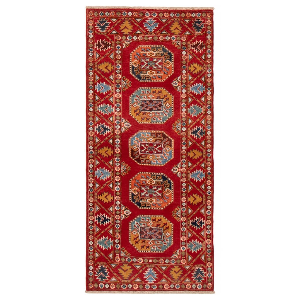 ECARPETGALLERY Hand-knotted Uzbek Ghazni Red Wool Rug - 2'7 x 5'11