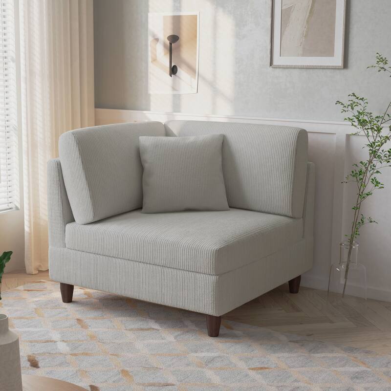 Free Combination Multi-Shaped Corduroy Sofa Modular - Corner Sofa-Left Facing - Sea Salt Grey(Corner Sofa-Left Facing)