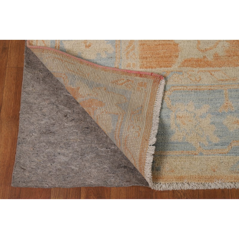 Orange Vegetable Dye Floral Oushak Turkish Rug Handmade Wool Carpet - 5'8"x 9'0"