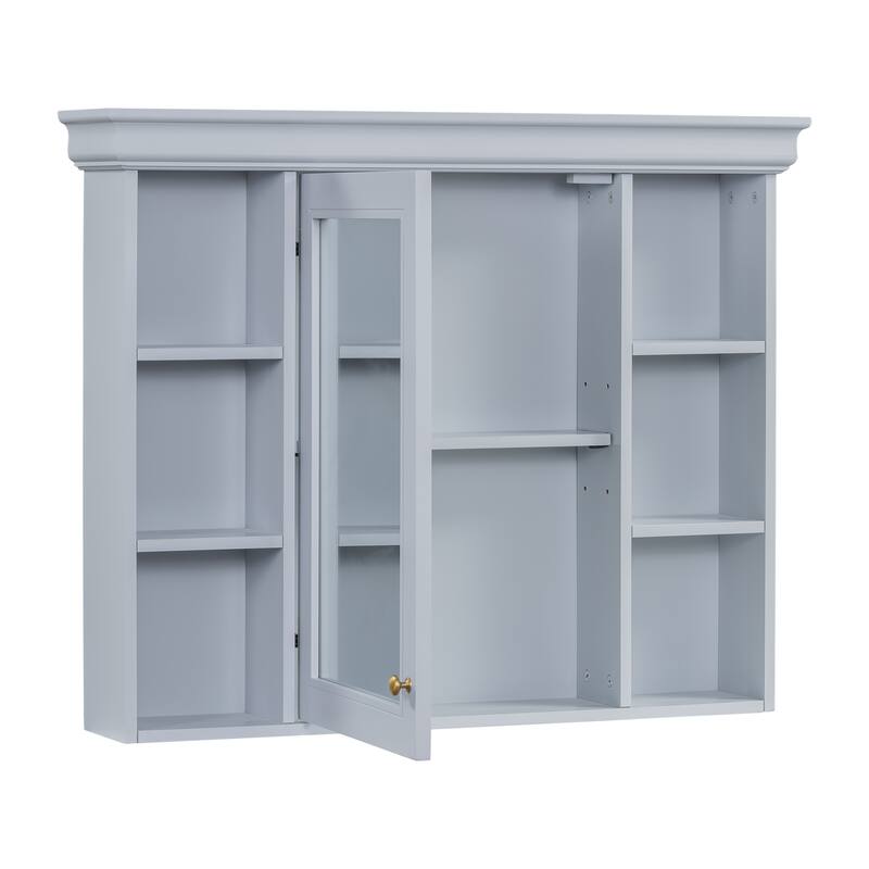 35'' x 28'' Wall Mounted Bathroom Storage Cabinet with 6 Open Shelves