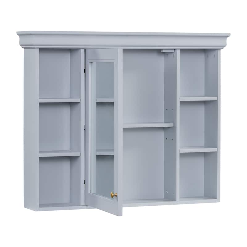 Modern Bathroom Wall Cabinet with Mirror,Medicine Cabinet with 6 Open Shelves