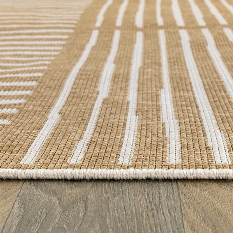 World Rug Gallery Contemporary Stripe Weather Resistant Reversible Indoor/Outdoor Area Rug