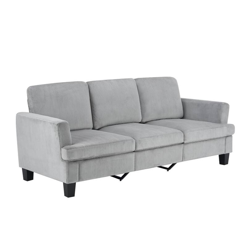 HomeRoots 84" Gray Corduroy Sofa