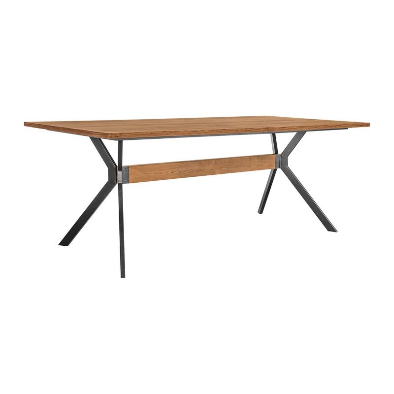 Wood Trestle Dining Table - Classic Rectangular Kitchen Table with Seating for 6 People - 78.7