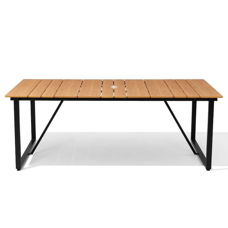Outdoor Patio Aluminum Dining Table Rectangle with Umbrella Hole