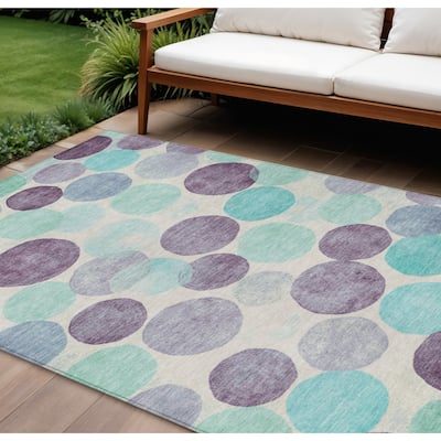 HomeRoots Geometric Transitional Rectangle Outdoor Rug