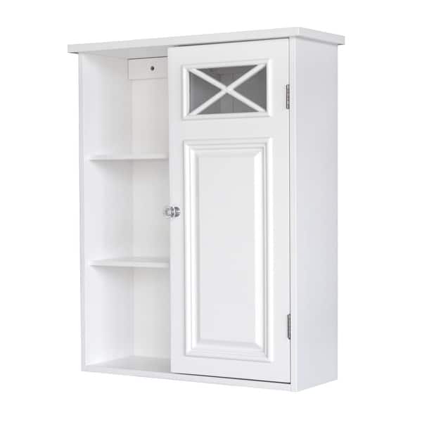 slide 2 of 6, Teamson Home Dawson Removable Wooden Wall Cabinet with Cross Molding, White