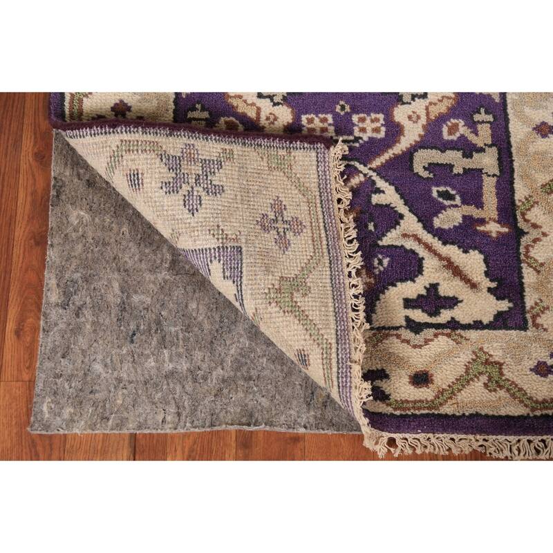 Purple Oushak Oriental Runner Rug Hand-Knotted Wool Carpet - 2'7" x 10'0"