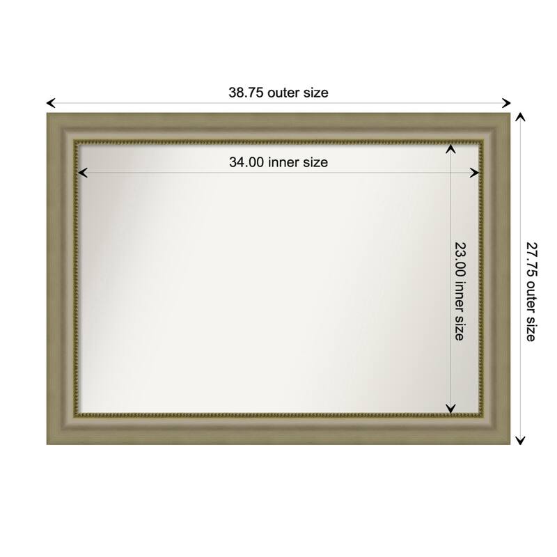 Vegas Silver Framed Non-Beveled Custom Wall Mirror, Bathroom Vanity Mirror - Outer Size: 38.75 x 27.75