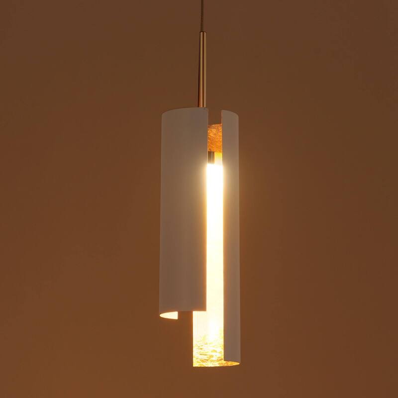 Black White 1-Light Modern Brass Gold LED Pendant Light Fixture for Kitchen Island - 3 x 3 x 14.3