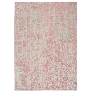 Hand Knotted Pink Transitional with Wool & Silk Oriental Rug (9' x 11 ...