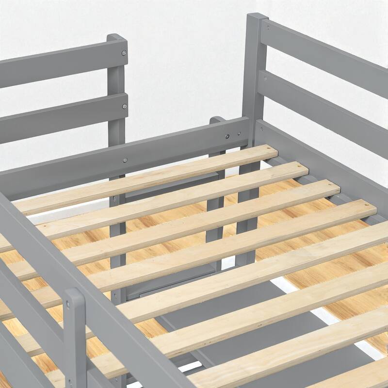 Twin Size Wooden Loft Bed with Desk, Shelves and Writable Board, Space Saving Work and Sleep Station