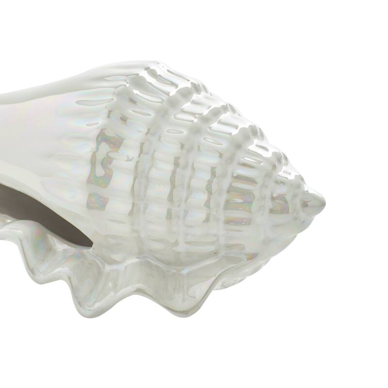 Silver, White or Multi Colored Porcelain Ceramic Shell Shell Decorative Sculpture (Set of 3)