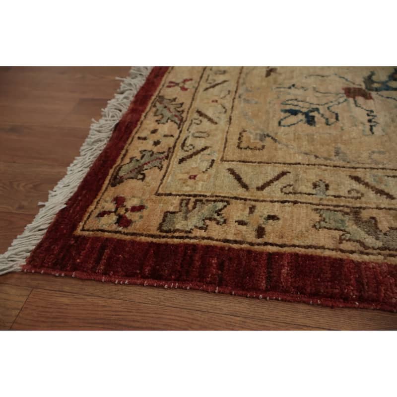 Hand Knotted Oriental 100% Wool Carpet Traditional All-Over Red Ziegler Area Rug - 13' 3'' X 9' 10''